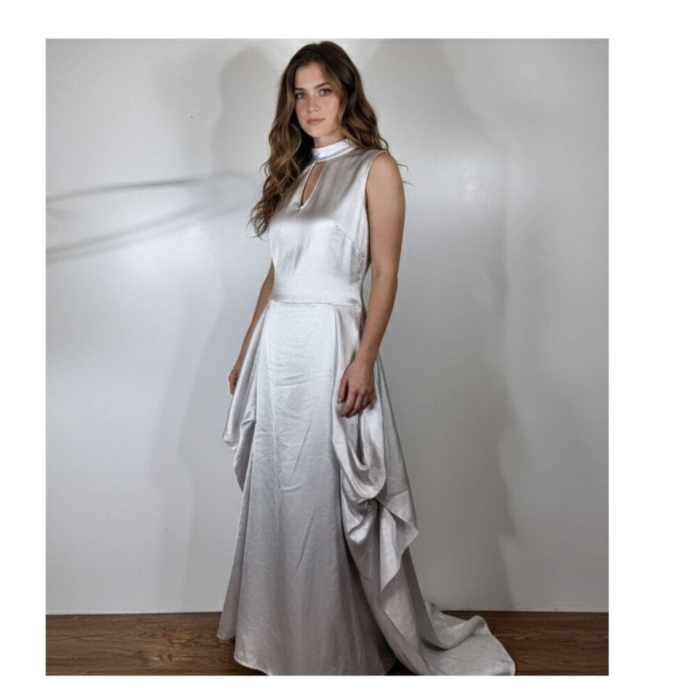 Zero + Maria Cornejo Linen Sleeveless Long Dress, Pearl White, Womens Size 4